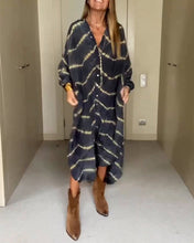 Load image into Gallery viewer, Print Buttons Down Loose Maxi Dress