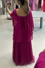 Load image into Gallery viewer, Ready for Holiday Cape Sleeve Tie-up Pleated Maxi Dress
