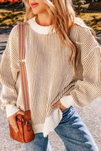 Load image into Gallery viewer, Loose Striped Contrast Trim Sweater