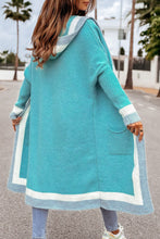 Load image into Gallery viewer, Casual Color Block Hooded Long Cardigan Sweater