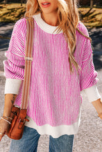 Load image into Gallery viewer, Loose Striped Contrast Trim Sweater