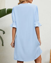 Load image into Gallery viewer, Simple Bell Sleeves Mini Dress
