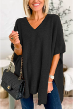 Load image into Gallery viewer, Classic V Neck Loose Fit Solid Poncho Sweater
