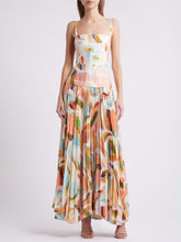 Load image into Gallery viewer, Stylish Abstract Print Open Back Pleated Maxi Dress