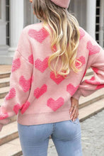 Load image into Gallery viewer, Light Pink Valentines Day Heart Jacquard Knit Sweater