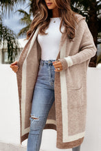 Load image into Gallery viewer, Casual Color Block Hooded Long Cardigan Sweater
