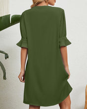 Load image into Gallery viewer, Simple Bell Sleeves Mini Dress