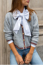 Load image into Gallery viewer, Grey Trimmed Long Sleeves Cardigan