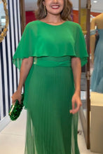 Load image into Gallery viewer, Ready for Holiday Cape Sleeve Tie-up Pleated Maxi Dress