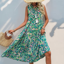 Load image into Gallery viewer, Bohemian Casual Sleeveless Printed Tiered Tassel Midi Dress