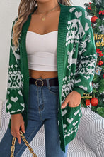 Load image into Gallery viewer, Dark Green Christmas Long Sleeved Cardigan