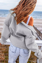 Load image into Gallery viewer, Gray Quilted Pocketed Zip Up Cropped Jacket