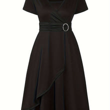 Load image into Gallery viewer, Elegant V-Neck Asymmetrical Ruffled Midi Dress