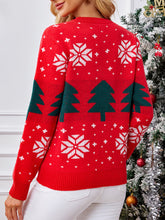Load image into Gallery viewer, Long Sleeve Round Neck Snowflake Tree Christmas Sweater