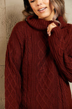 Load image into Gallery viewer, Mixed Knit Cowl Neck Dropped Shoulder Sweater Dress