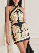 Load image into Gallery viewer, Tropical Plants Print Halter Mini Dress