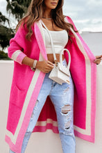 Load image into Gallery viewer, Casual Color Block Hooded Long Cardigan Sweater