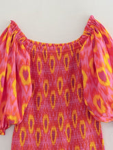 Load image into Gallery viewer, Red Print Smocked Midi Dress