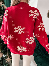 Load image into Gallery viewer, Christmas Sweater Knitted Fluffy Loose Casual Snowflake Print Long Sleeves Pullover