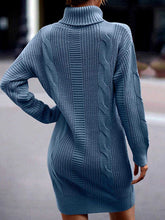 Load image into Gallery viewer, Turtleneck Ribbed Long Sleeve Sweater Dress