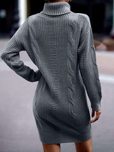 Load image into Gallery viewer, Turtleneck Ribbed Long Sleeve Sweater Dress