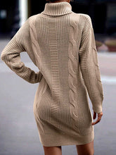 Load image into Gallery viewer, Turtleneck Ribbed Long Sleeve Sweater Dress
