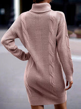 Load image into Gallery viewer, Turtleneck Ribbed Long Sleeve Sweater Dress