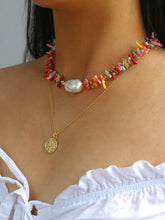 Load image into Gallery viewer, Irregular Multicolor Gemstone Baroque Pearl Necklace - floysun
