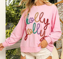 Load image into Gallery viewer, Holly Jolly Pink Christmas Sweatshirt