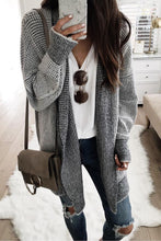 Load image into Gallery viewer, Oversized Grey Checkered Long Cardigan Sweater