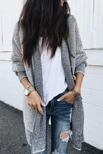 Load image into Gallery viewer, Oversized Grey Checkered Long Cardigan Sweater