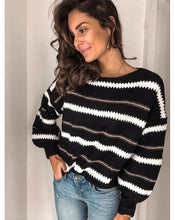 Load image into Gallery viewer, Black Stripped Long Sleeve Sweater