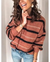 Load image into Gallery viewer, Red Stripped Long Sleeve Sweater