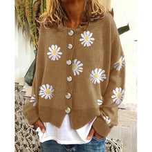 Load image into Gallery viewer, Orange Daisy Print Long Sleeve Cardigan