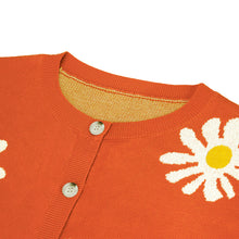Load image into Gallery viewer, Orange Daisy Print Long Sleeve Cardigan