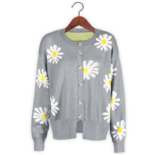 Load image into Gallery viewer, Orange Daisy Print Long Sleeve Cardigan