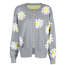 Load image into Gallery viewer, Orange Daisy Print Long Sleeve Cardigan