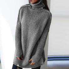 Load image into Gallery viewer, Grey High Neck Long Sleeve Sweater