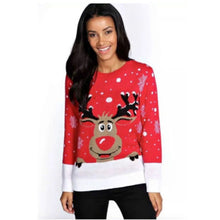 Load image into Gallery viewer, Red Reindeer Snow Sweater