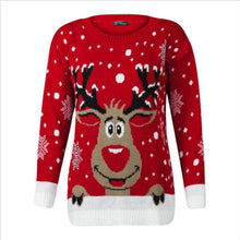 Load image into Gallery viewer, Red Reindeer Snow Sweater