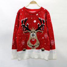 Load image into Gallery viewer, Red Reindeer Snow Sweater
