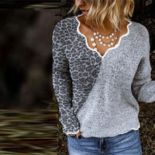 Load image into Gallery viewer, Grey Leopard Print Long Sleeve Sweater