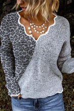Load image into Gallery viewer, Grey Leopard Print Long Sleeve Sweater