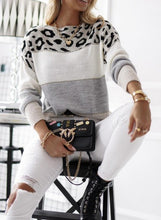 Load image into Gallery viewer, Grey Leopard Striped Sweater
