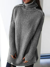 Load image into Gallery viewer, Grey High Neck Long Sleeve Sweater