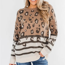 Load image into Gallery viewer, Brown Leopard Striped Sweater