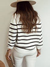Load image into Gallery viewer, Black Buttons Striped Sweater