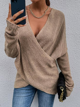 Load image into Gallery viewer, Brown V-neck Wrap Sweater
