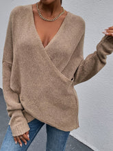 Load image into Gallery viewer, Brown V-neck Wrap Sweater