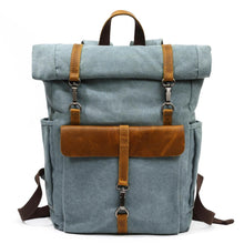 Load image into Gallery viewer, Retro Roll-top Canvas Backpack